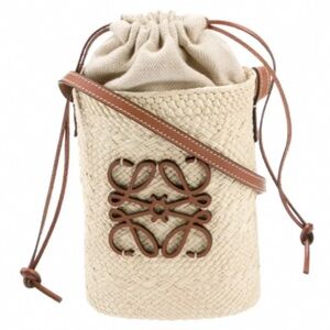 Loewe Natural Woven Crossbody Bag Featuring a Brown Anagram  Design